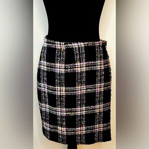 Vintage Earl Rutenberg designer preppy tweed wool plaid wrap skirt black pink 4